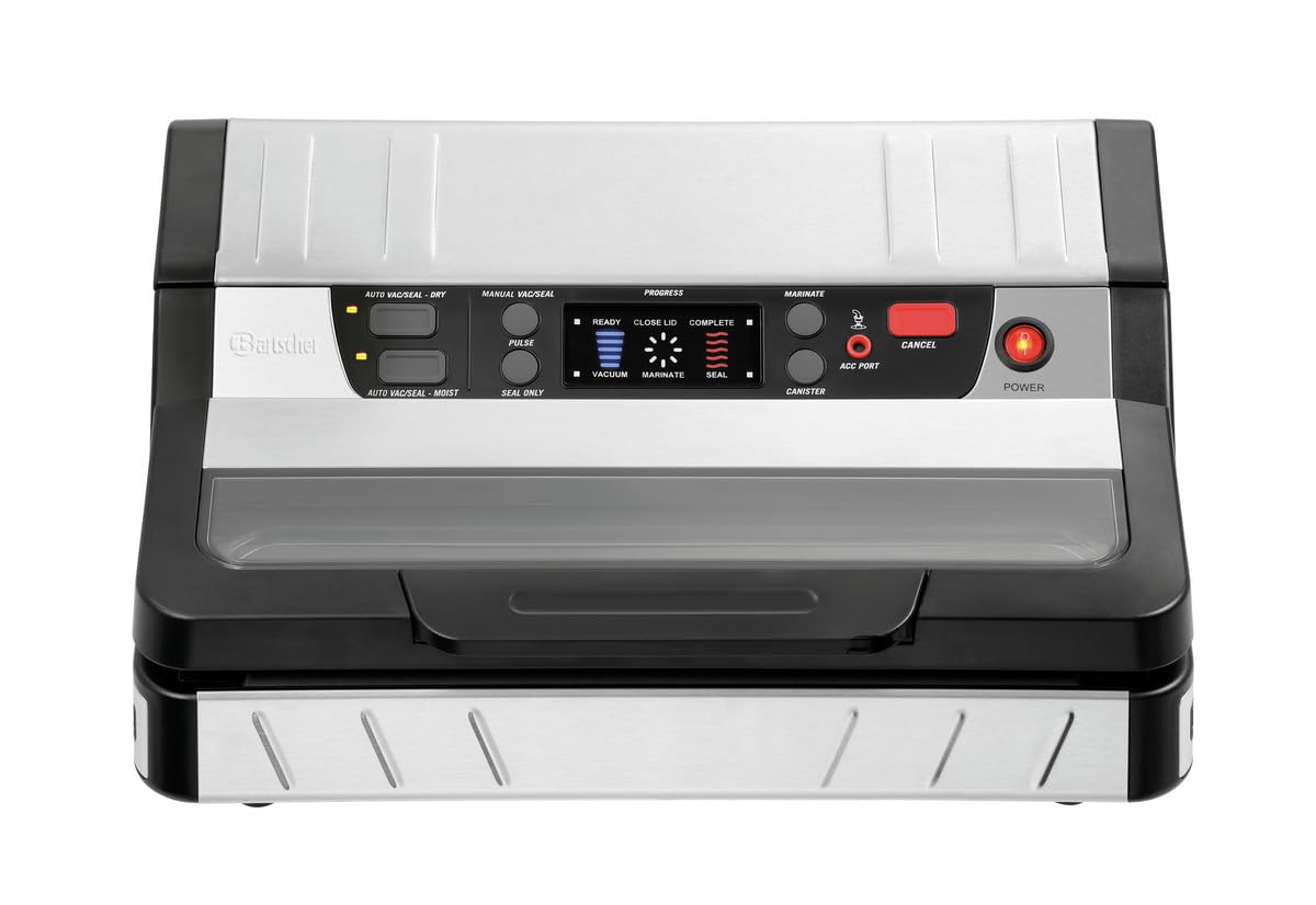 Bartscher Vakuumiergerät 315/20L – für Gastronomie, elektronisch mit Vakuumbehälterfunktion, Edelstahl/Kunststoff, Schweißstab 315 mm, inkl. Folienrolle
