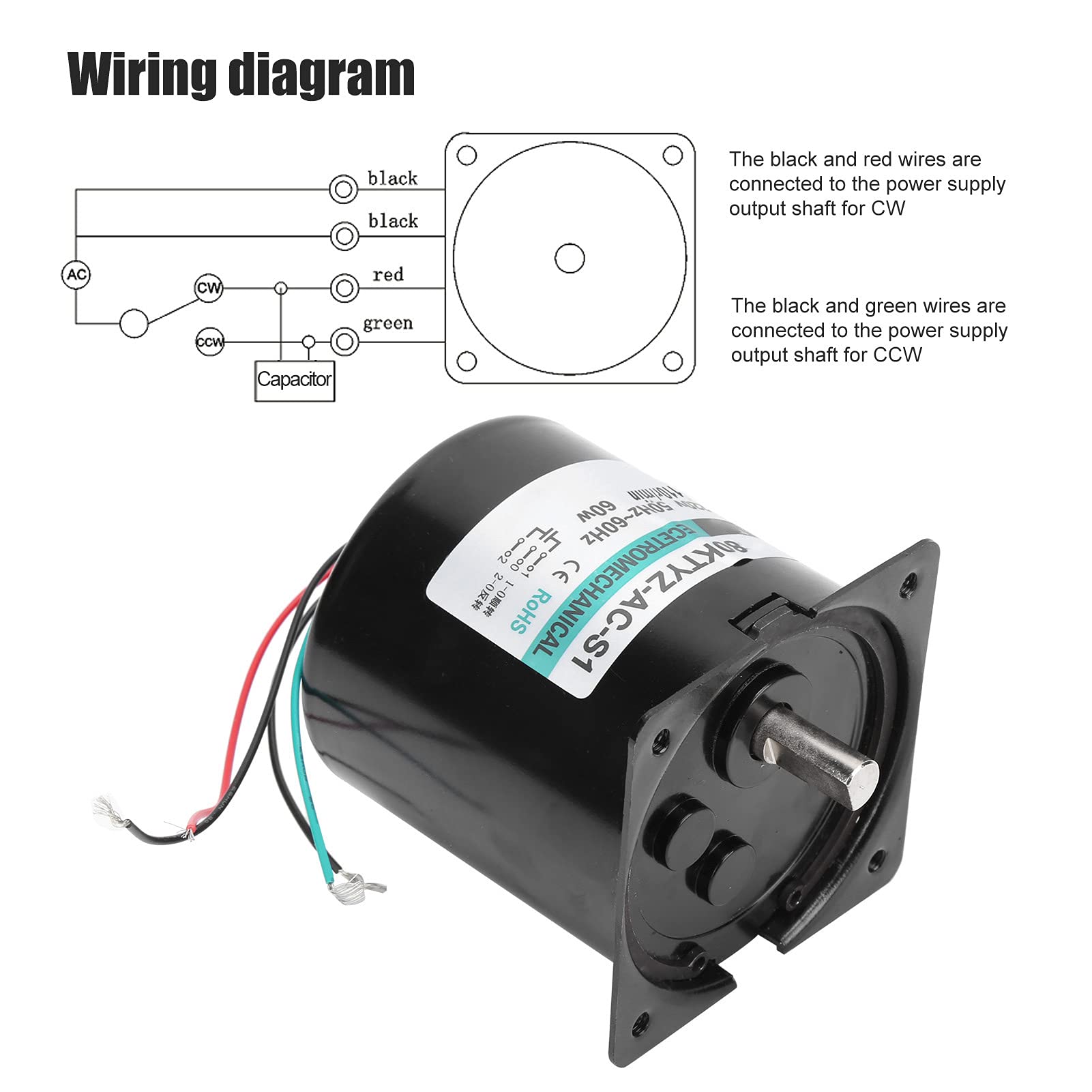 AC Synchronous Motor, Permanent Magnet, Kapazität, Bausatz, CW CCW, niedrige Drehzahl, hohes Drehmoment, Metallgetriebe, 60W, XD80KTYZ für Mikromaschinen, CNC Werkzeugmasc (110 U/min AC220V)