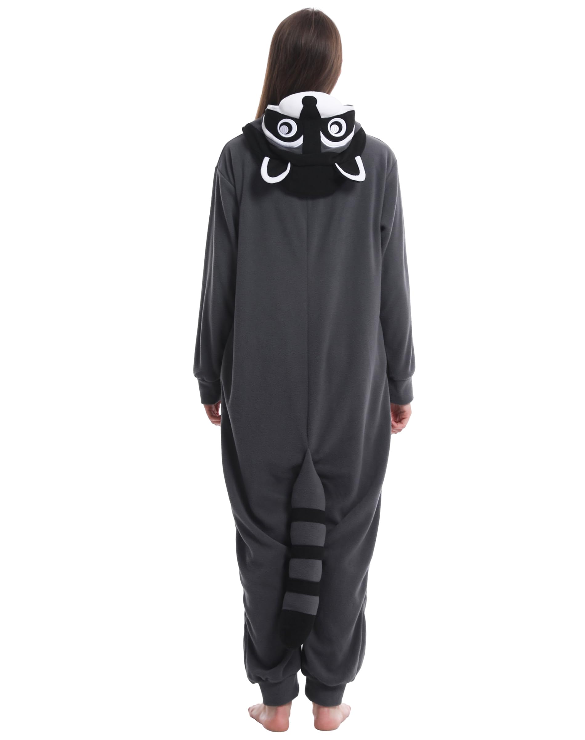 dressfan Unisex Pigiama da Procione Onesie Costumi,Grigio Animali Monopezzi Pigiama Halloween Carnevale Costumi e Cosplay,Regali di Natale per Donna Uomo