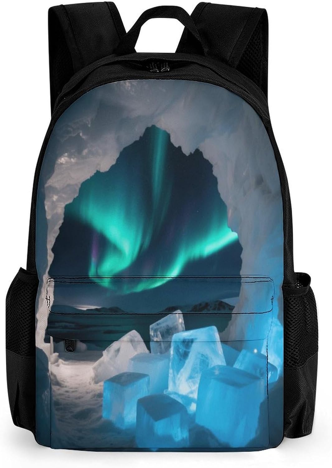 Ice Caves And Aurora Backpack Daypack Travel Backpack | Lightweight Casual Laptop Backpack for Women Men Aesthetic Travel Bag for Weekender Business Hiking Outdoor