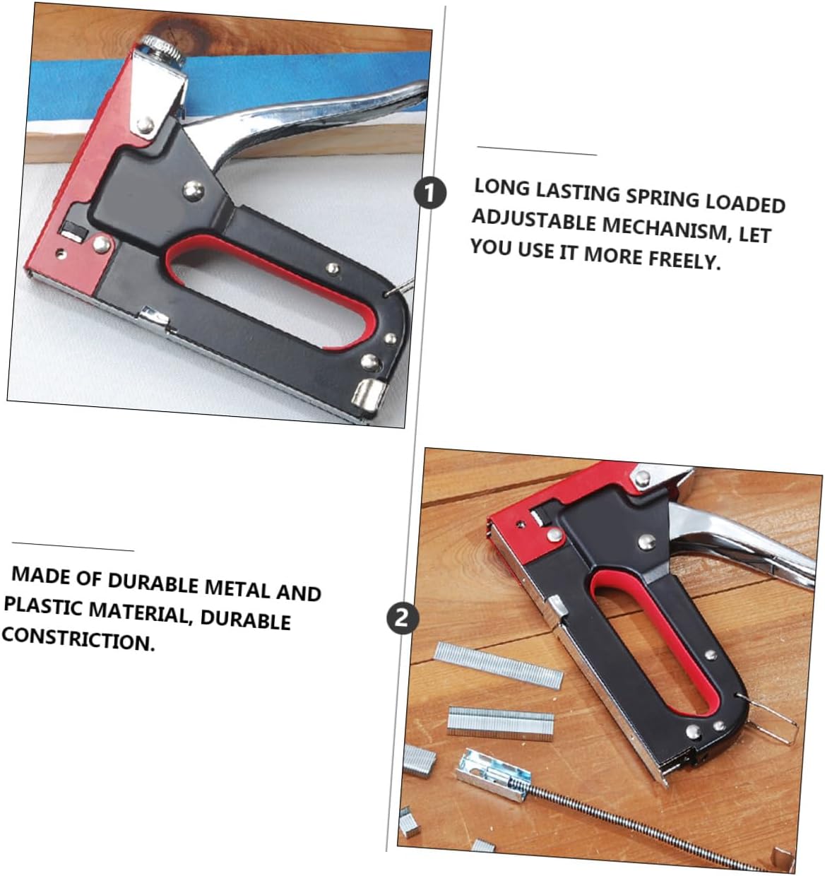 VILLCASE Heavy Duty 3-in-1 Handheld Staple and Nail Gun Multi-Function U-Shaped and T-Shaped Nail Device with 3 Boxes Staples for Woodworking and Upholstery Tools
