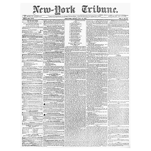 New-York Tribune 1841 Nfront Sida av New York Tribune 10 maj 1841 Horace Greeley Had Grundat The Newstidningen tidigare samma år affisch tryckt av (24 x 36)