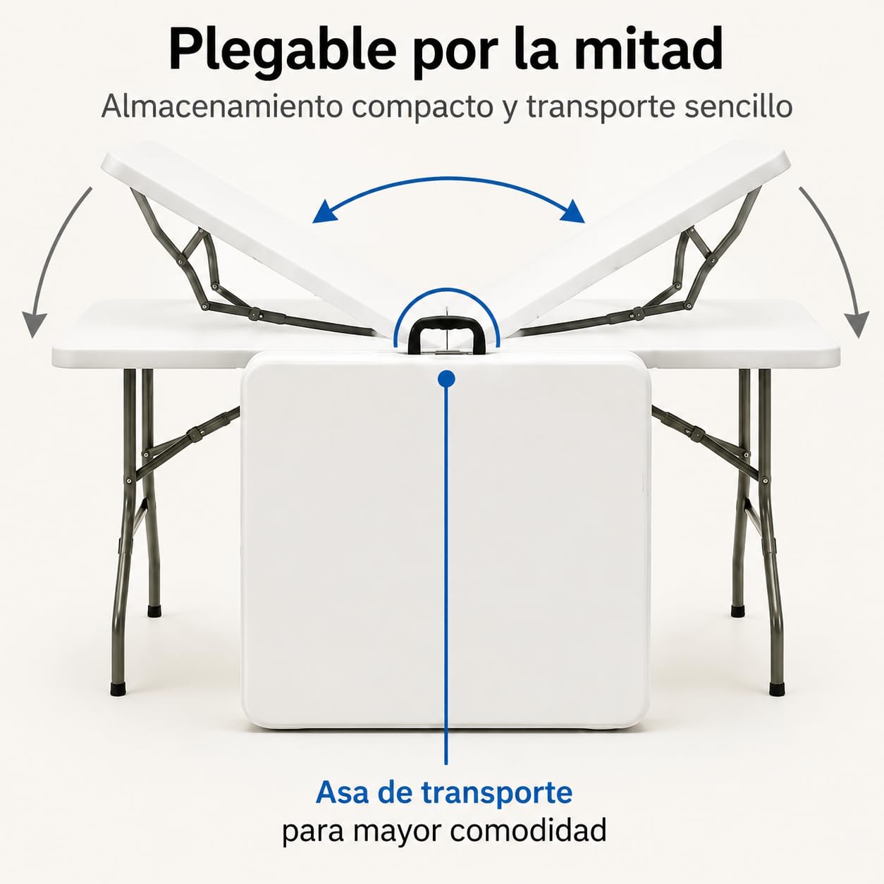 Mesa Plegable 180 cm para Eventos y Jardín, Mesa Portátil de Exterior con Estructura de Acero, Ideal para Camping y Fiestas