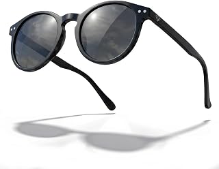 Gafas de Sol Polarizadas con Antirreflejantes, Estilo Icónico y Atemporal, Negro Translúcido, Ligeras y Cómodas, Protección 100% UV400