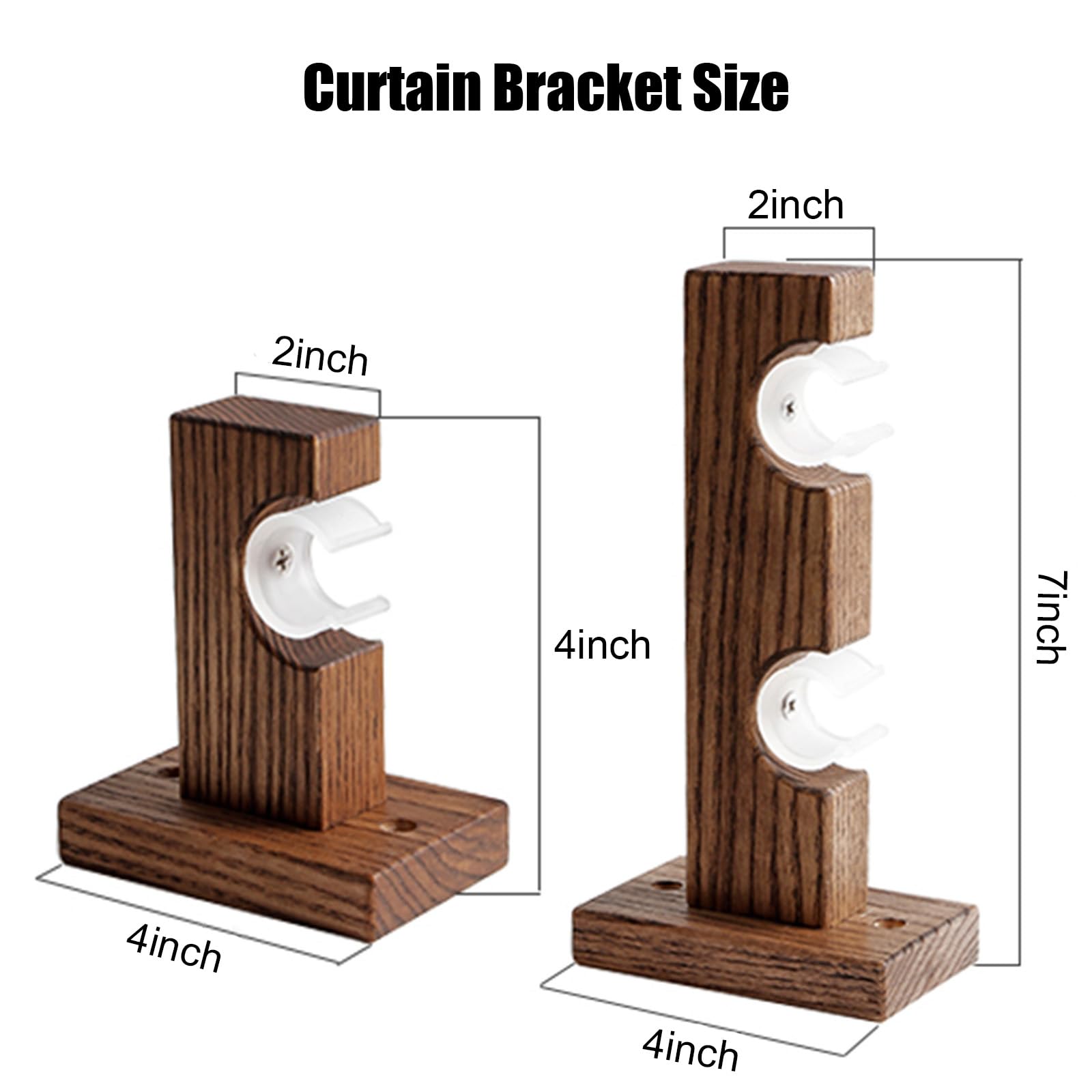 ty Tringle à rideaux en bois de 120 cm – Tringle à fenêtre simple/double avec support simple pour chambre à coucher, cuisine, salle de bain – Design robuste et résistant