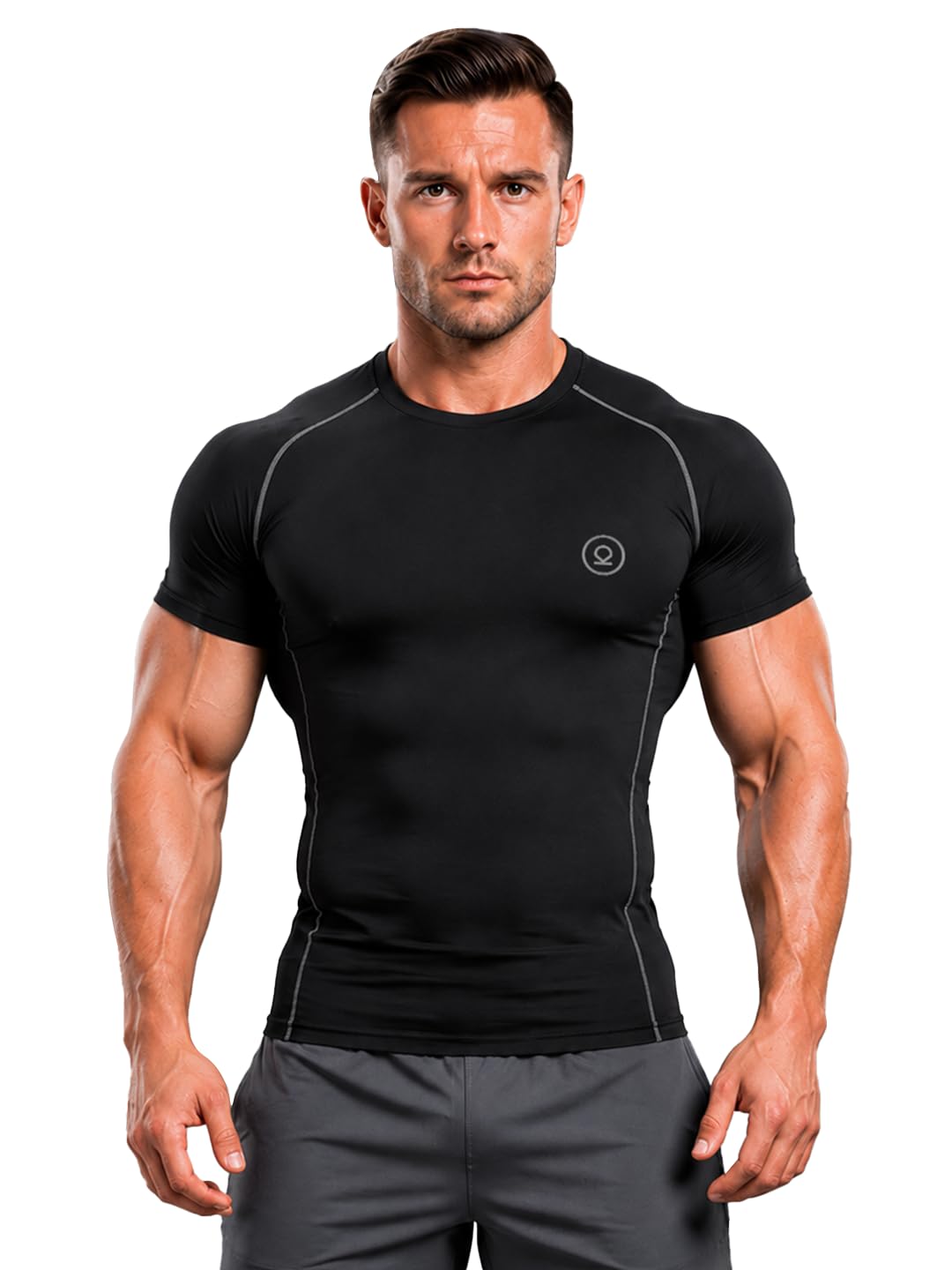 Men’s Compression Gym T-Shirt for Running, Workout, Training, Sports & Activewear | Quick Dry Breathable Stretch Fabric | Body Fit Half Sleeve Athletic Sports Tee for Men