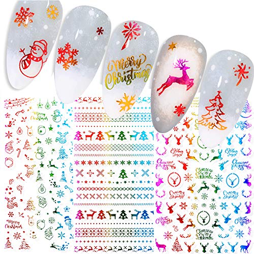 Nail Decals for Nail Art Stickers 3 Sheets 3D Christmas Self-Adhesive Nail Stickers Acrylic Design Supply Holiday Nails for Women Girls Manicure DIY or Nail Salon
