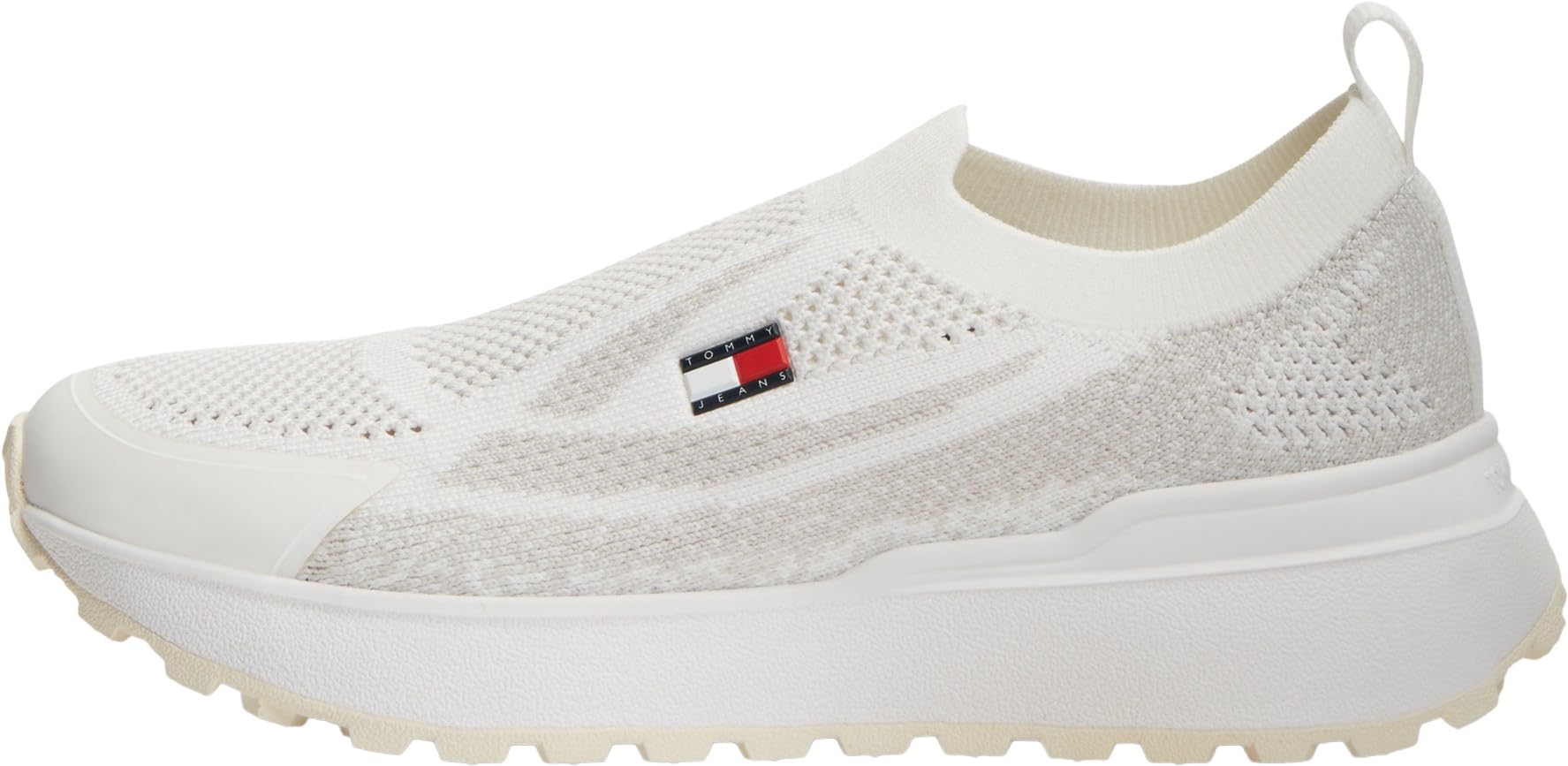 Tommy Hilfiger Women's Ecru Logo Knit Cleat Slip-On Trainers