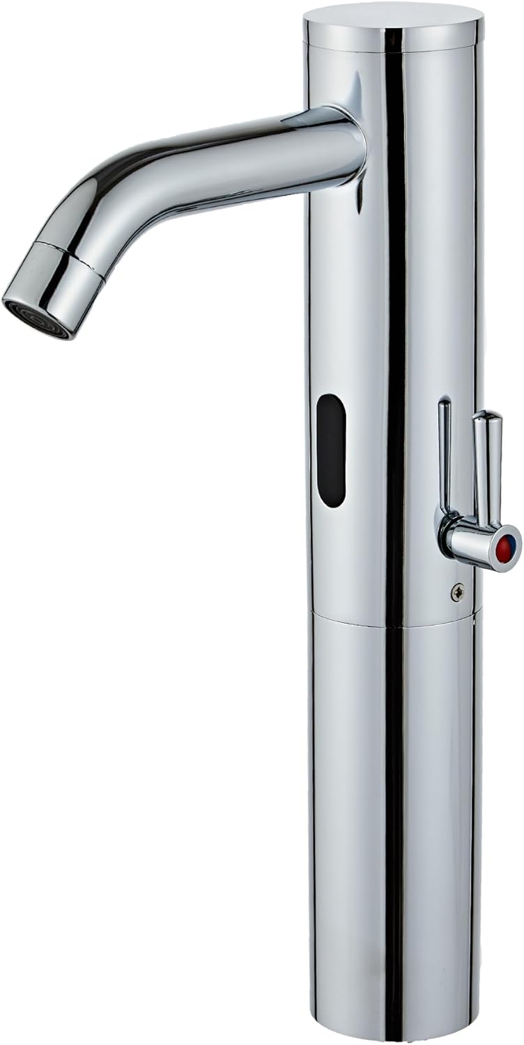 automatic touchless bathroom sink faucet tall body sensor motion activated hands free commercial faucets with temperature control rod single hole infrared mixer for vessel basin?chrome? tall chrome