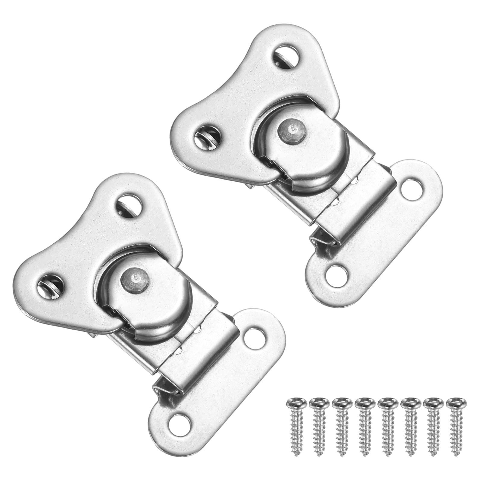 PATIKIL 1.97x1.5" Spring Loaded Butterfly Twist Latch, 2Pcs 304 Stainless Steel Twist Latch & Keeper Toggle Butterfly Draw Latch for Case Box Chest Closure, Silver