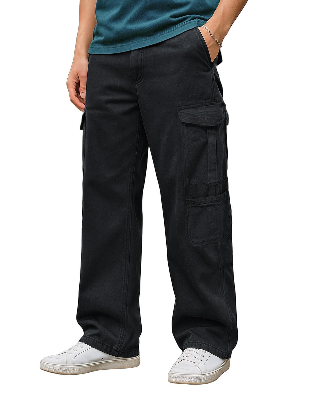 bewakoof Men Mid Rise 100% Cotton Solid Straight Fit Jeans|Straight Fit Jeans – Regular Fit | Classic Denim Pants | Everyday Casual-picture-11