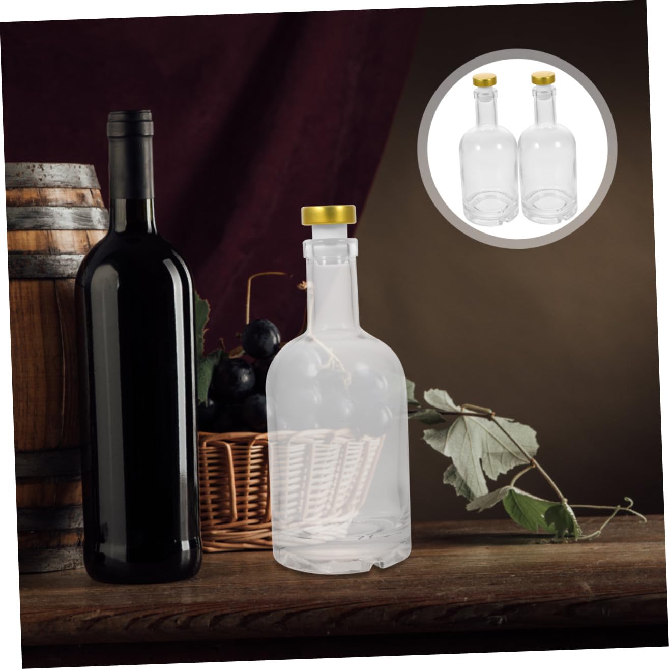 2 Stück-pack Dickbodige Wodkaflaschen aus Glas, 375ml | Breite Öffnung, Transparenter Look, Geriffelter Boden, Leichtes Ausgießen Zufällige Farbe