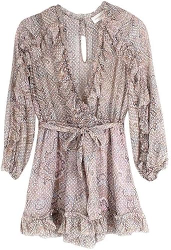 Zimmermann Paisley estampado mono de devoré de seda de segunda mano