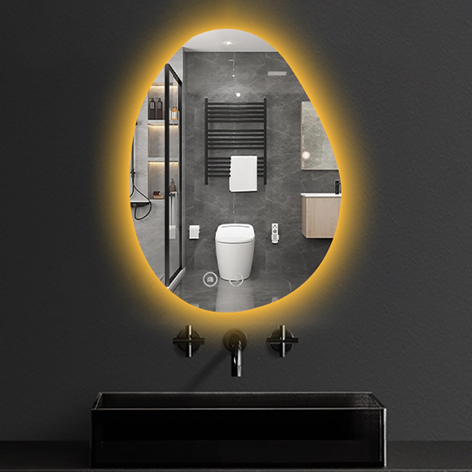 Atwnjkp 3 Colours+Anti-Fog Led Bathroom Mirror 50X70cm(19.7X27.6in) – Decorative Wall Mounted Vanity Mirror With Touch Control, Dimmable 3-Colour Backlighting For Make-Up, Shaving, Hallways And Living Rooms