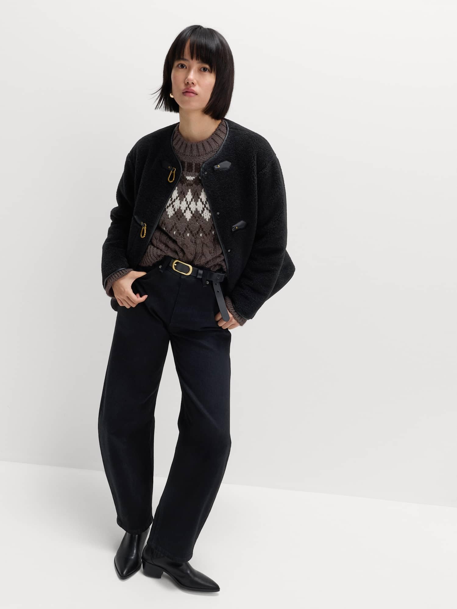 Marks & Spencer Jersey de Punto de Ochos de Cuello Redondo con Diseño Fair Isle para Mujer, Ajuste Normal