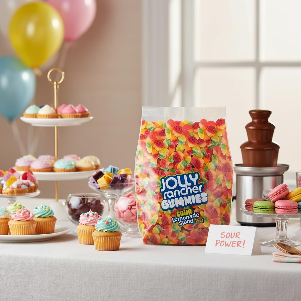 Jolly Ranchers Gummies Sour Candy Bulk 5lb - 2 in 1 Lemonade Stand Flavors Sour Jolly Ranchers Bulk Gummy Candy - JollyRancher Sour Gummies Bulk Candy - 5 Pounds