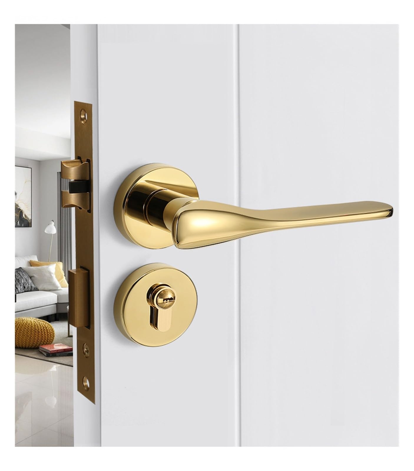Serrure de porte de chambre or mécanique 58 magnetic poignée intérieure maison