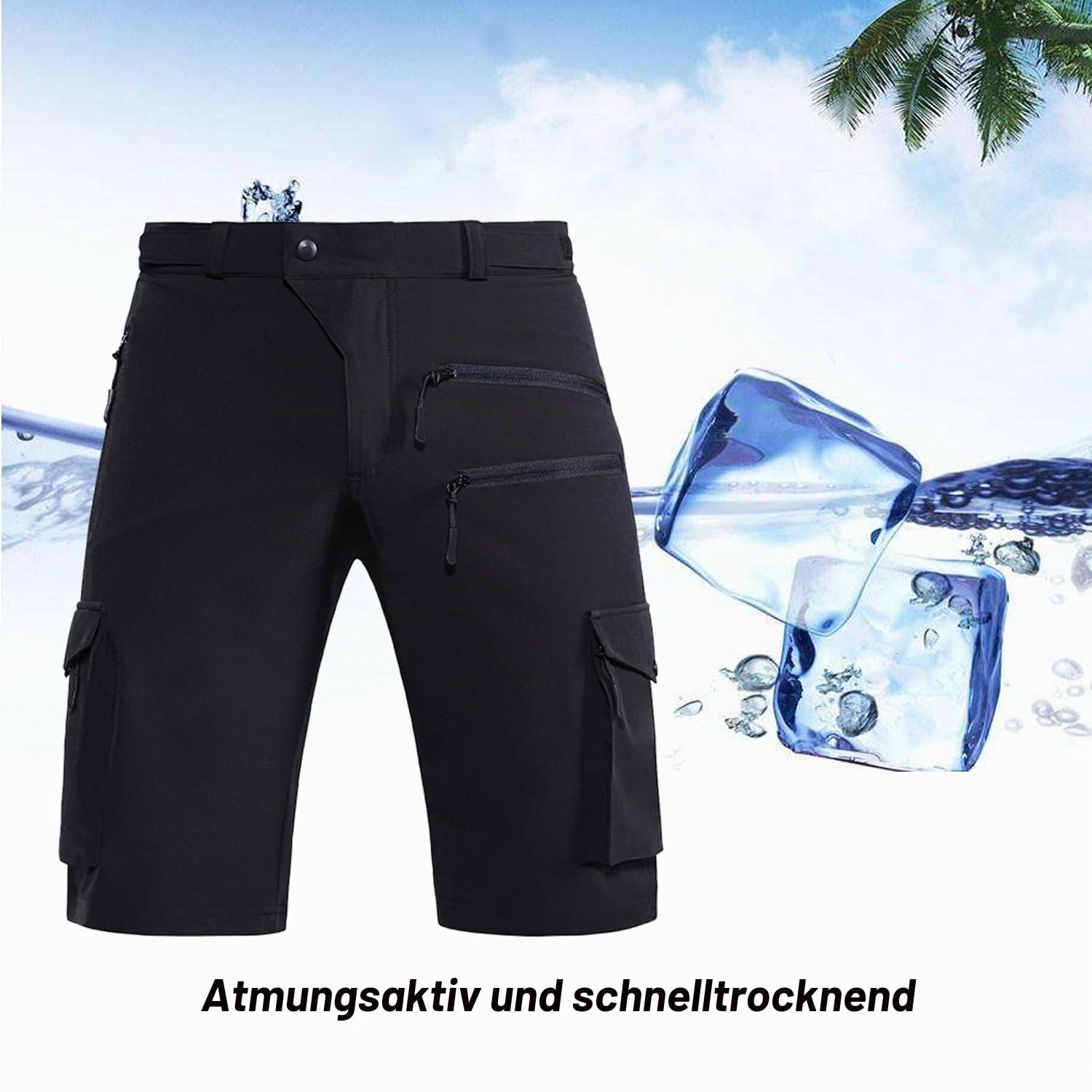 Hiauspor Herren Shorts Sommer Leichte Schnelltrocknend 5 Taschen Cargo Bermuda Wanderhose Sport Chino Trekking Outdoor MTB Hose Männer Kurz Atmungsaktiv Stretch