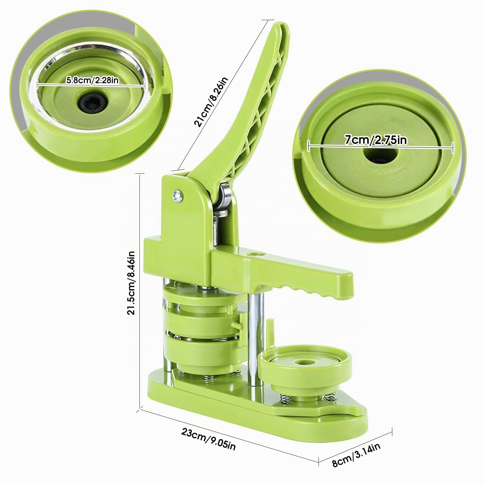 Buttonmaschine 58 mm (3. Generation) – Installationsfreie Buttonpresse für DIY-Ansteckbuttons, Stanzmaschine mit 100 Button-Rohlingen, Motiven & Kreisstanzer