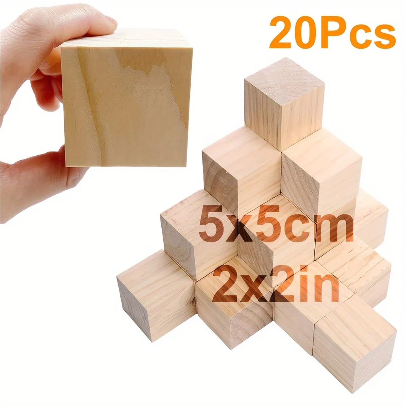 Bloki do rzeźbienia z lipy amerykańskiej, Bloki rzeźbiarskie z lipy 2 cale 10 sztuk lub 20 sztuk Drewniane kostki do rękodzieła(20pcs)