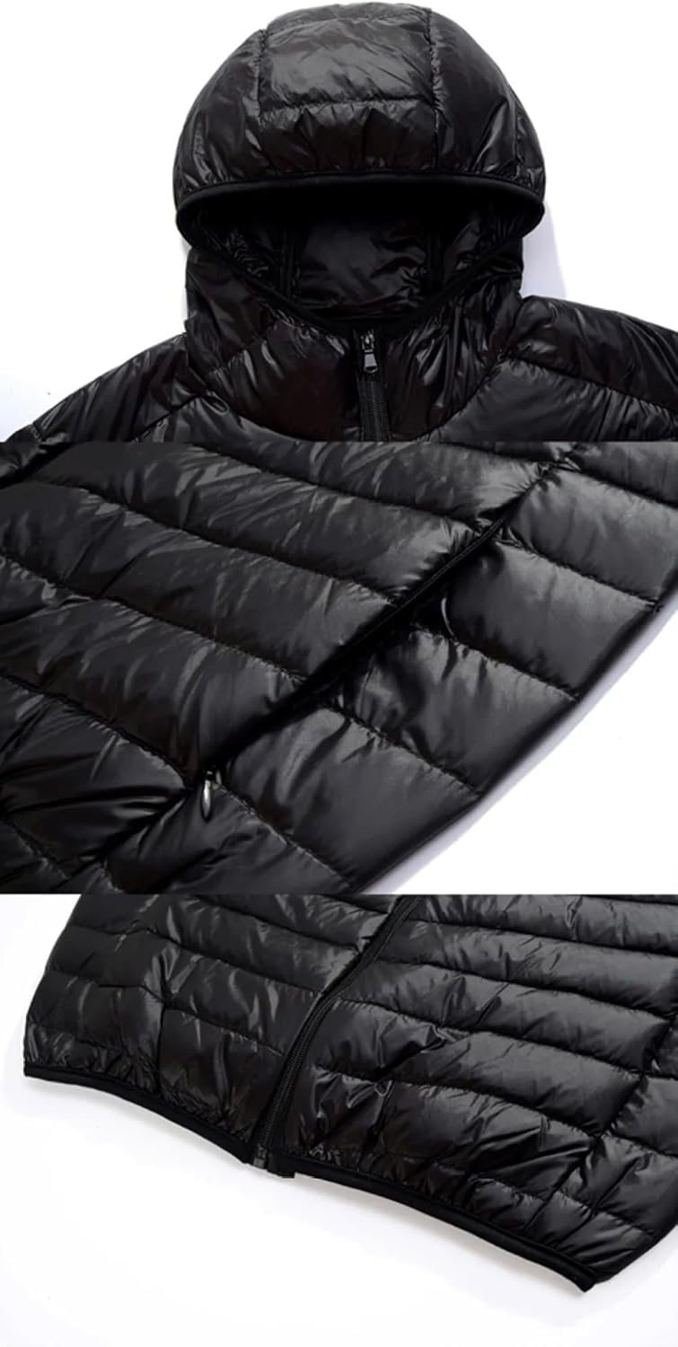 Męska Kurtka Puchowa - Męskie Kurtki Puchowe Moda Męska Casual Z Kapturem Ultra Lekka Pakowalna Wodoodporna I Wiatroodporna Oddychająca Kurtka Puchowa, Orange, L