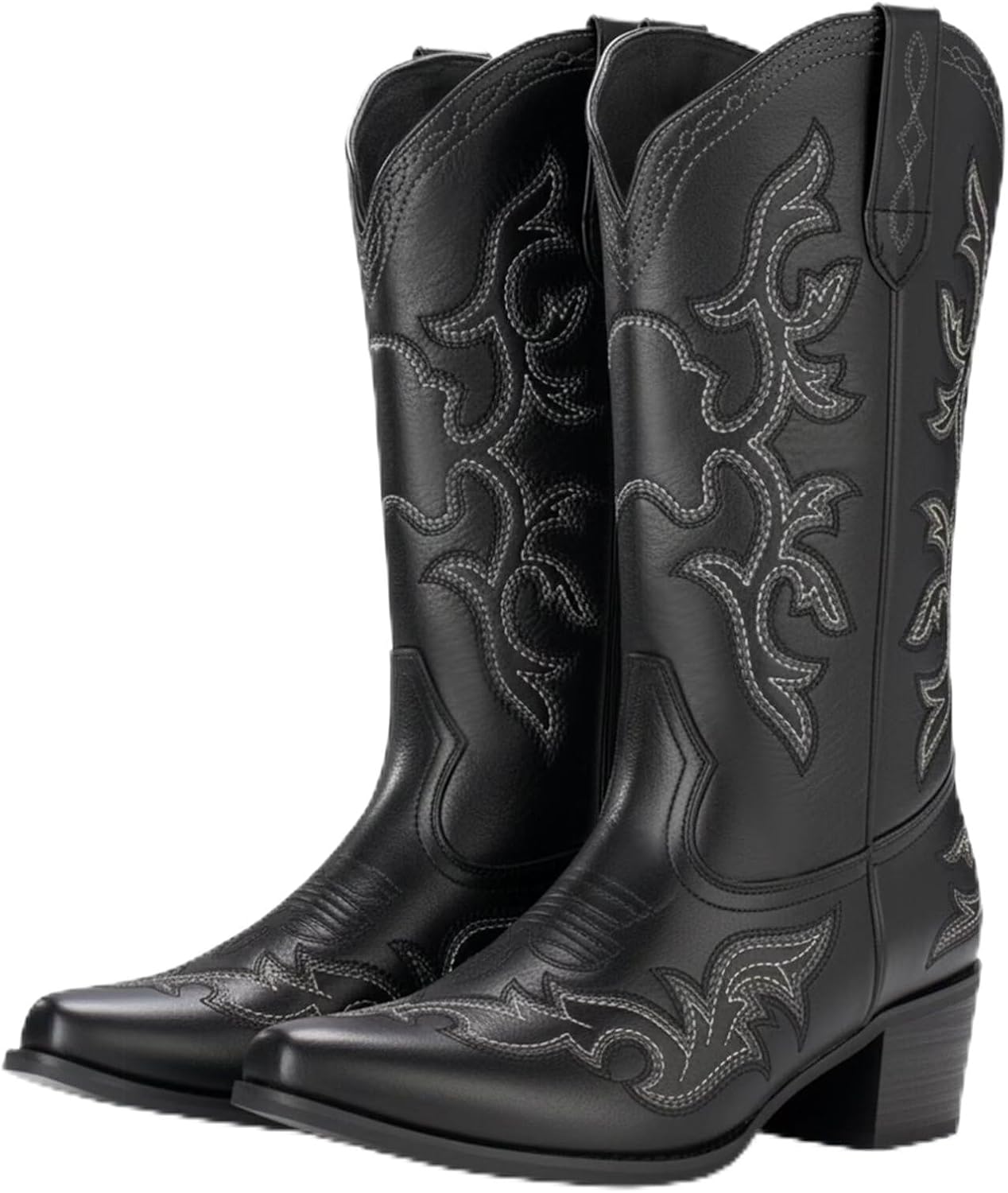 IUV Cowboy Boots For Women Western Boots Cowgirl Classic Fashion Embroidered Pointy Toe Boots