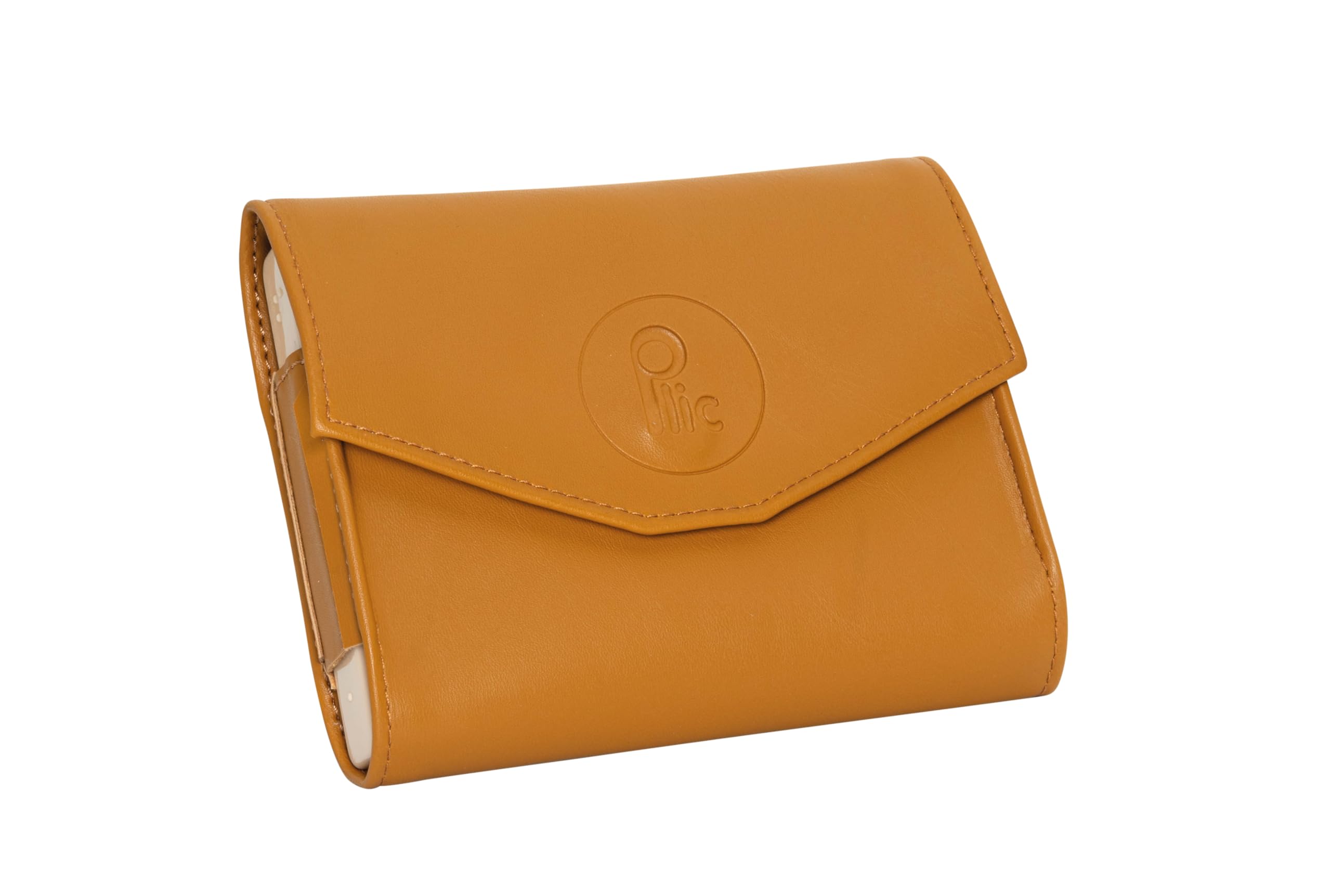 Caramel Weekly and Daily Pill Box ● Faux Leather Storage Pouch ● 7 Days - Morning, Noon, Evening, Night ● Medicine Pill Organizer and Vitamin Organizer