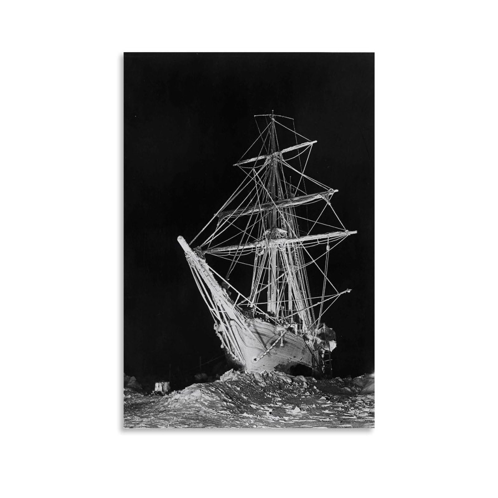Ernest Shackleton's Expedition Ship Endurance Trapped in Ice Canvas Poster Canvas Wall Decor Art Painting Prints on Modern Artwork for Living Room,Bathroom,Bedroom,Home 16x24inch(40x60cm)