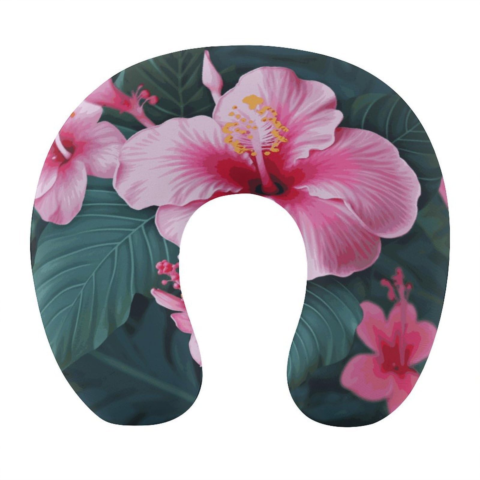 Btcowzrv Style Hawaii Pink Flower U Shaped Neck Pillow Travel Pillows