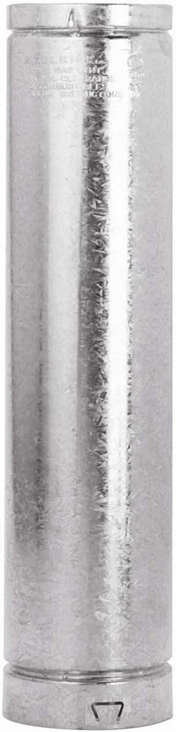 Selkirk 4" Diameter Round Pipe, Type B Gas Vent Double Wall with Aluminum Inner Liner, Galvanized Outer Casing and Lock Tab, 36" Length, 104036