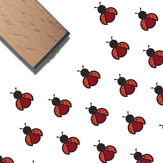 CRASPIRE Ladybug Rubber Stamp Insect Wooden Stamps Natural Wood Reusable Vintage Decorative Small Animal Ladybird Print Scrapbooking Seal for Card Making DIY Journaling Planner Art Craft Supplies