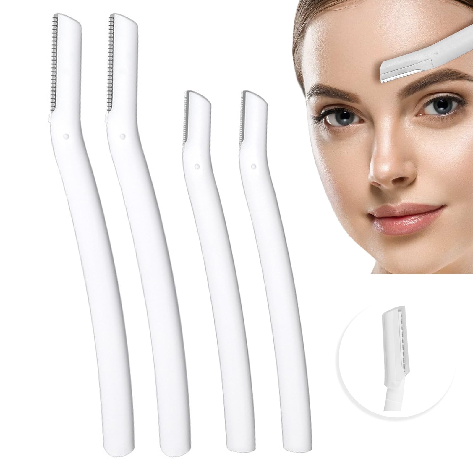 Ryaupy 4pcs rasoi delicati per Il Viso Donna - Rasoio per Sopracciglia con Rete Sicurezza a Breve Distanza - Strumento Professionale per dermaplaning (2 Lunghezze)