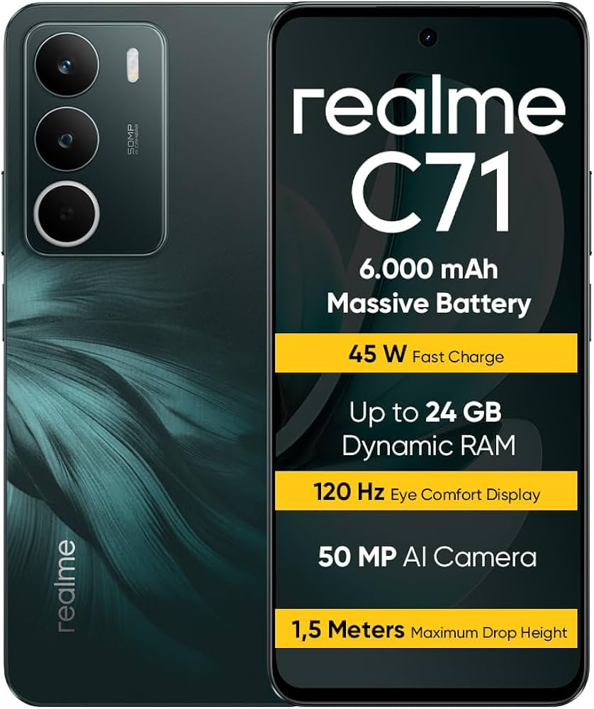 realme C71 Smartphone 8GB RAM 128GB ROM Black Version 8128 02