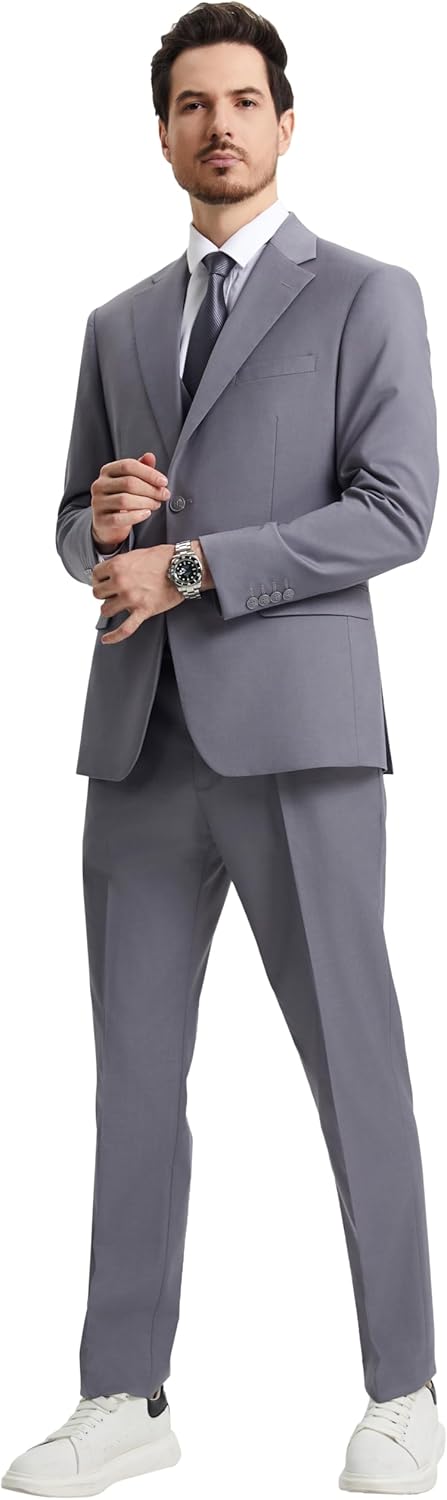 Stacy Adams Suits 3pc Suit Set, Jacket Vest and Dress Pants,Hybrid-Fit Suits