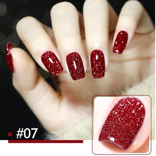 Miniatura 6 de VERONNI Esmalte de uñas de gel con purpurina reflectante Diamond Sparkle Soak Off UV LED brillante, esmalte de uñas en gel con purpurina Bungee
