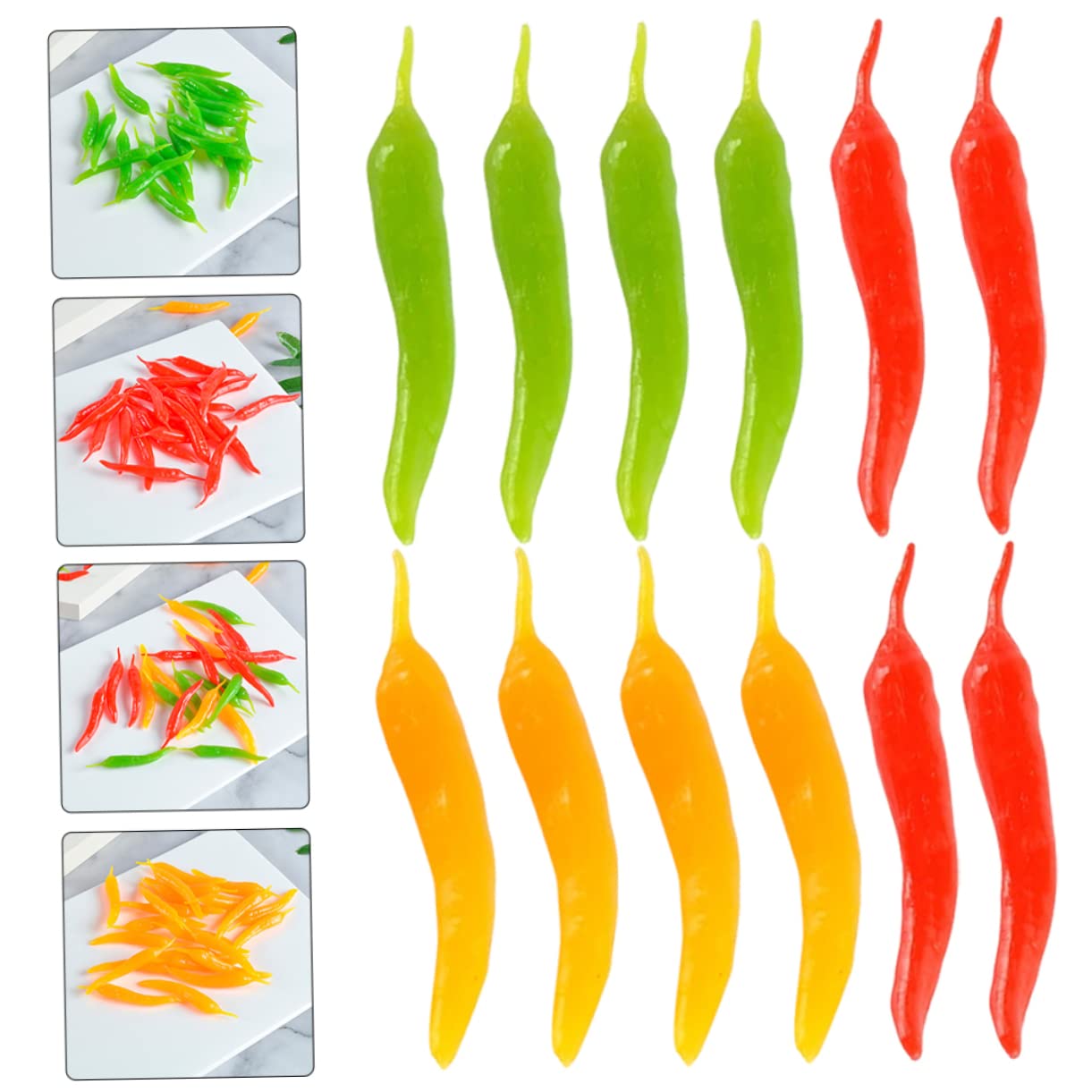 MAGICLULU 5 Set Peperoncino Realistico Artificiale Finto Peperoncino Decorazioni Ristorante Esposizione Verdura Peperoncino Ornamento Decorazione Da Tavolo Verdura Finta 12 pezzi*5