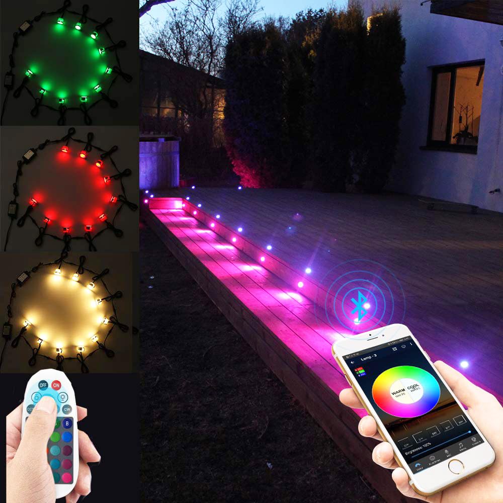 10er Bluetooth RGBWW Led Bodeneinbaustrahle Aussen 0.5W Ø45mm IP67 Wasserdicht LED Einbaustrahler Terrasse Küche Garten Led Lampe Full Kit