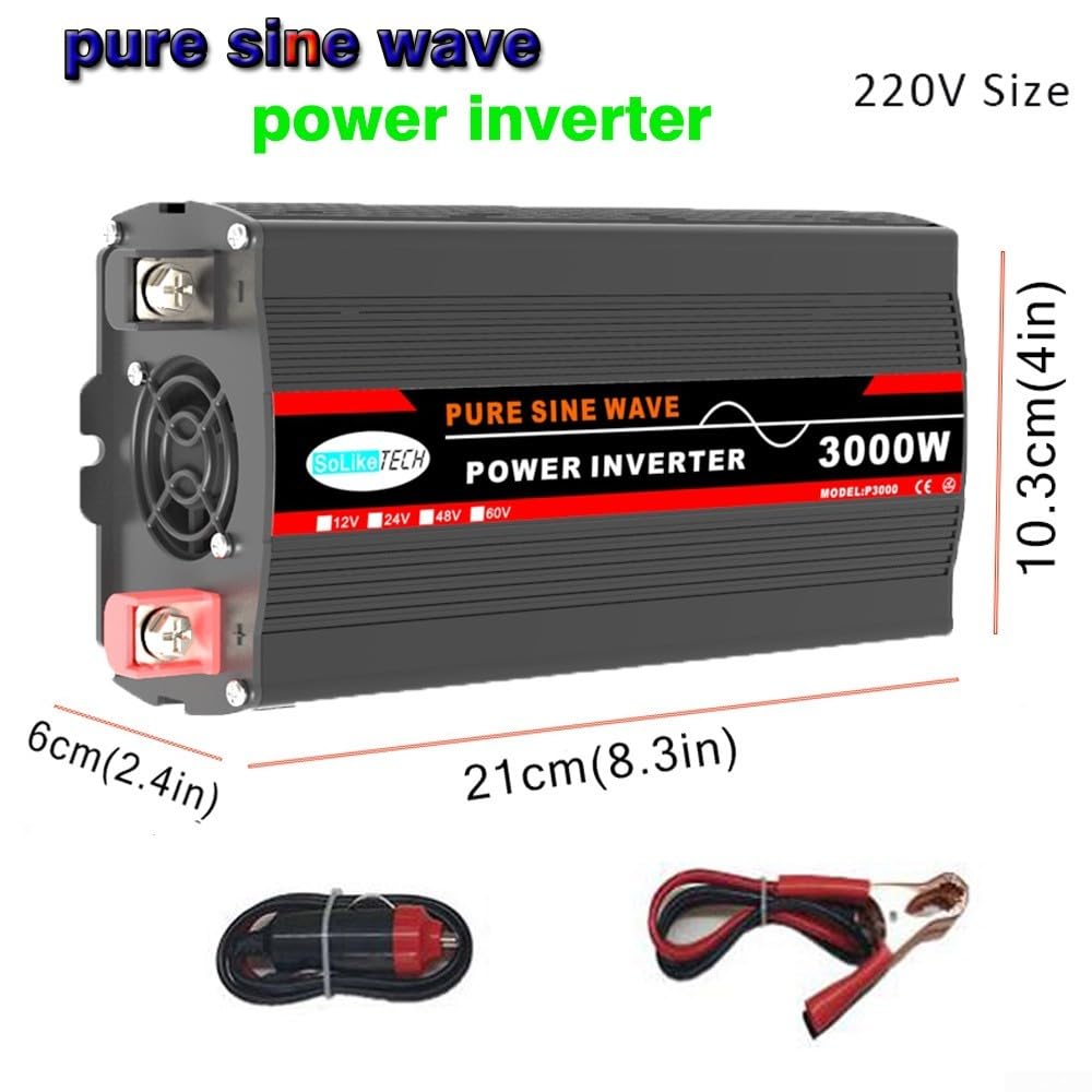 Soluzione energetica sostenibile Inverter a onda sinusoidale pura da 3000 W, ideale per avventure all'aperto (24 V 220 V)