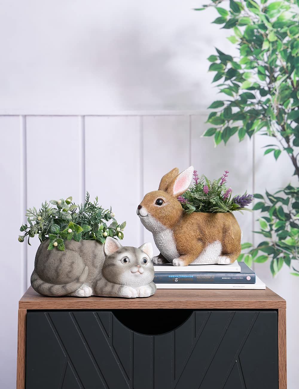 HAUCOZE Coniglio Vaso Piante Animale Statua Scultura Moderna Decorazione Arte Casa Regalo Giardino Figurina per Fiori Cactus Piante Resina 22cm