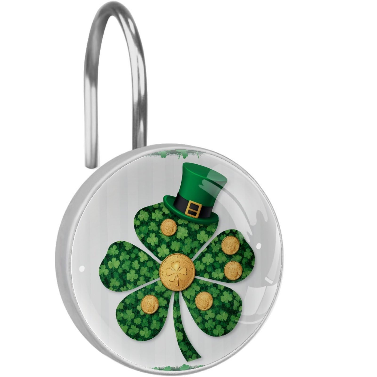 VAPOKF Decorative Shower Curtain Hook: St. Patrick's Day Shamrocks Rustproof Stainless Steel Shower Curtain Ring for Bathroom - Shower Curtain Hook & Hangers - Set of 12
