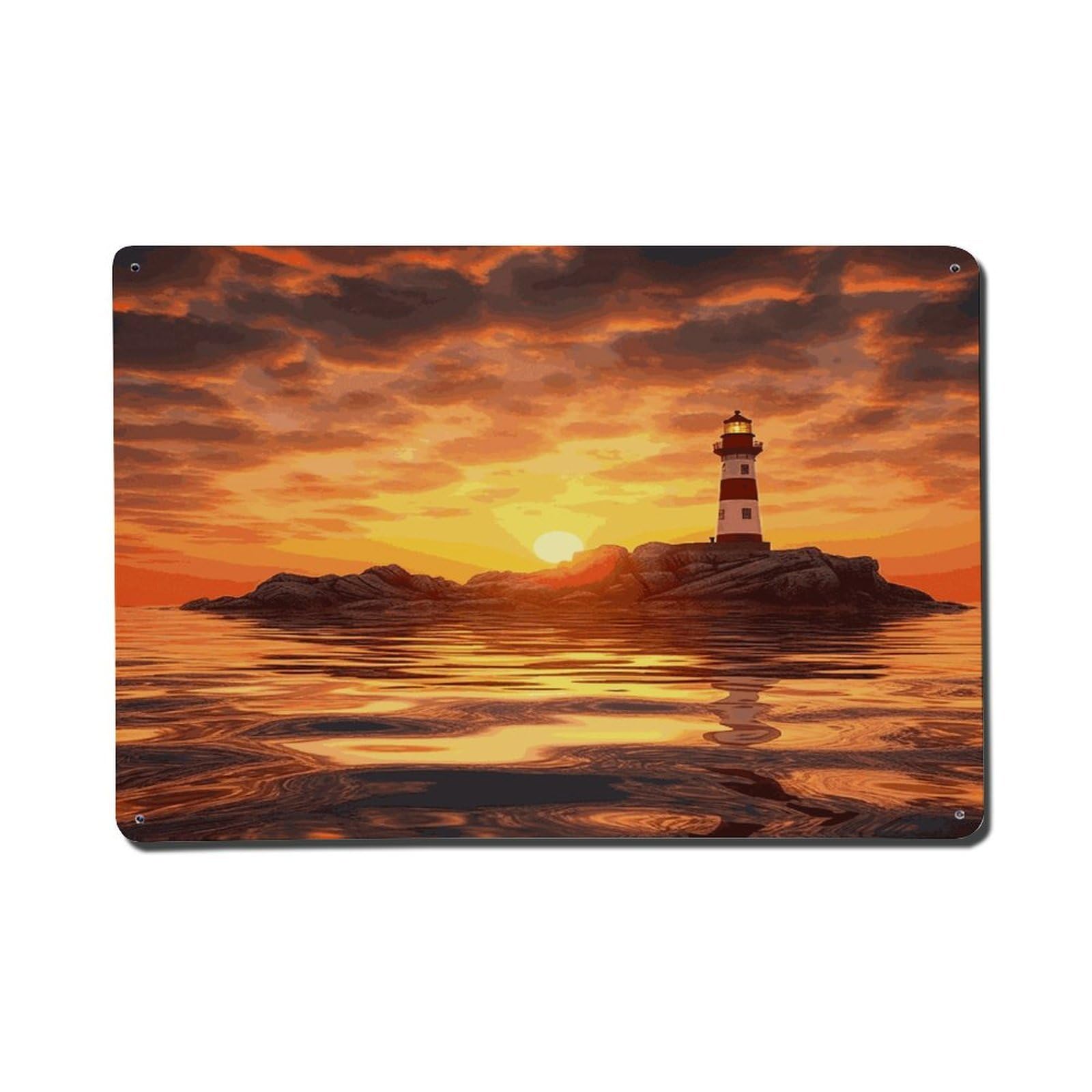 Adfgyerh Style Sea Lighthouse In Sunset Metal Signs Funny, Aluminum Tin Sign Indoor Outdoor Decor, Vintage Signs For Home Office Kitchen Bar Cafe Garden Farmhouse Wall Decor