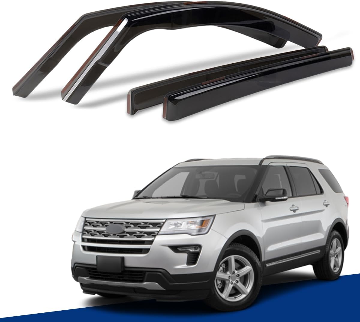 in-Channel Window Visors Compatible with 2011-2019 Ford Explorer?Rain Guards Sun Shields Window Deflector Wind Vent Visors?4PCS