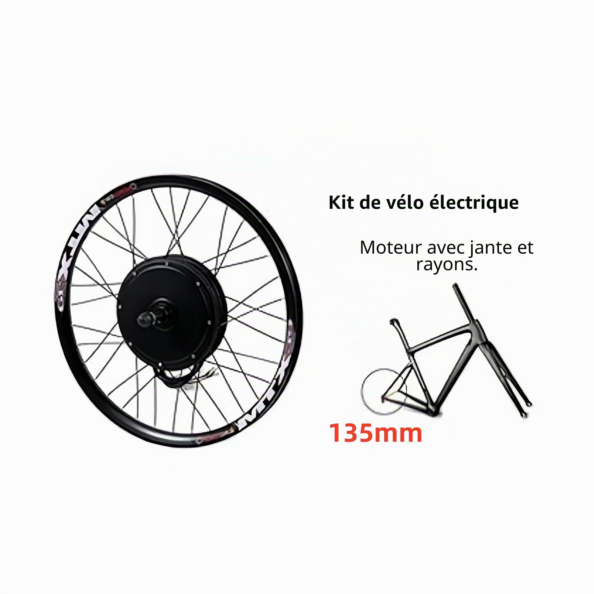 Batterie 72V 26Ah pour Moteur dans Le Moyeu 48V-72V 3000W, Roue Arrière 20"-29", avec Contrôleur à Onde Sinusoïdale 60A, Patte de Dérailleur 135mm (Arrière 27.5 Pouces, Ampères-Heures, 26)