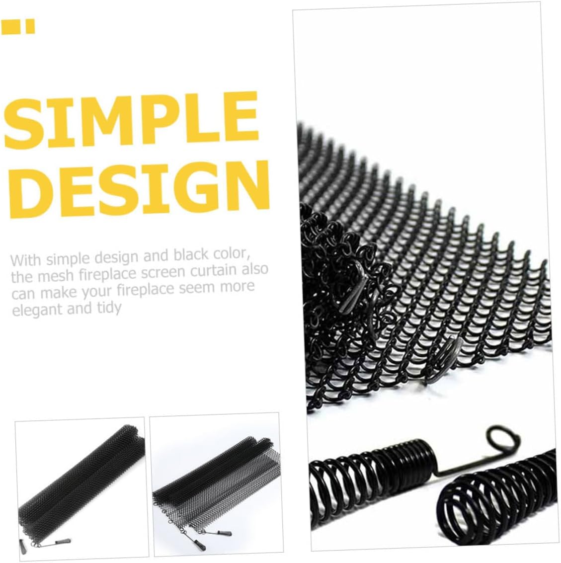 FUOYLOO 2pcs Fireplace Mesh Screen Curtains Xin Heat-Resistant Iron Panels with Metal Rings for Indoor Fireplace Protection and Floor Safety