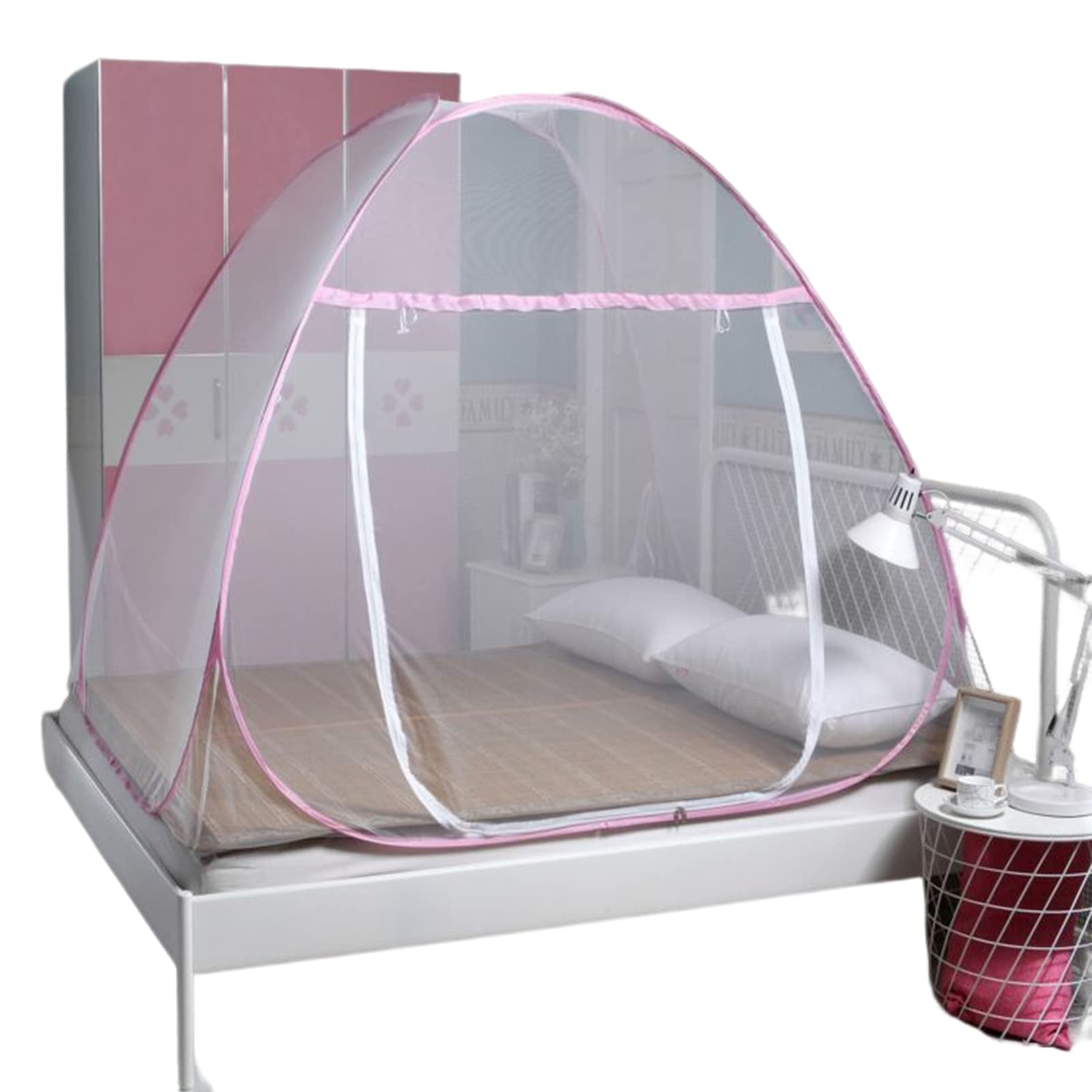 GJMSSMY Pop Up Mosquito Net Tent,Mosquito Net,Bed Canopy,Foldable Double Door Mosquito Camping Curtain Convenient Breathable No Installation,Pink,120 * 195 * 136CM