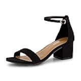 Alba Mid Block Heel Dress Shoes for Women – Open Toe Ankle Strap Heeled Women's Sandals with Memory Foam Comfort