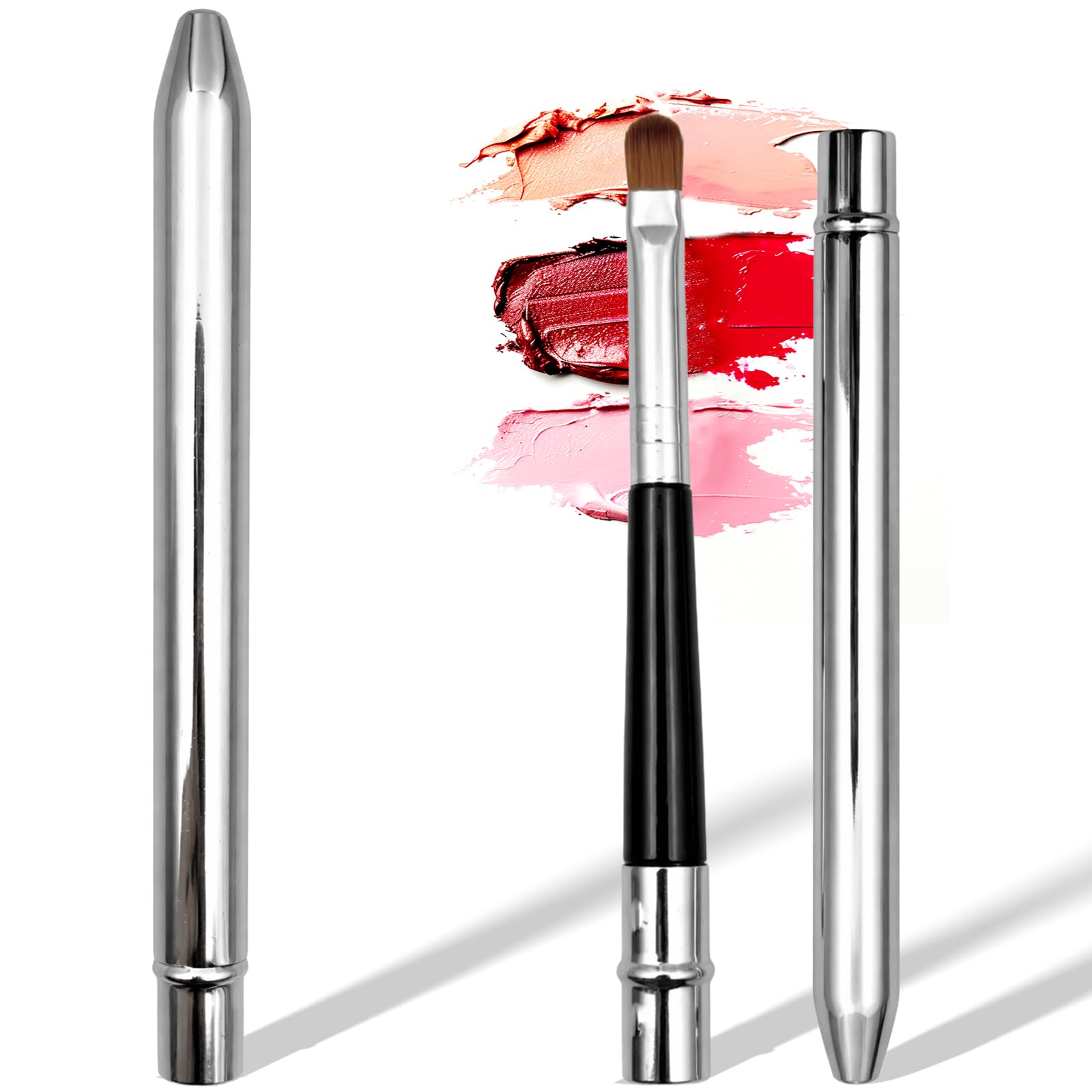 Photo 1 of 2PCS Silver Portable Lip Brush, Professional Lip Makeup Brushes, for Lipstick & Lip Gloss