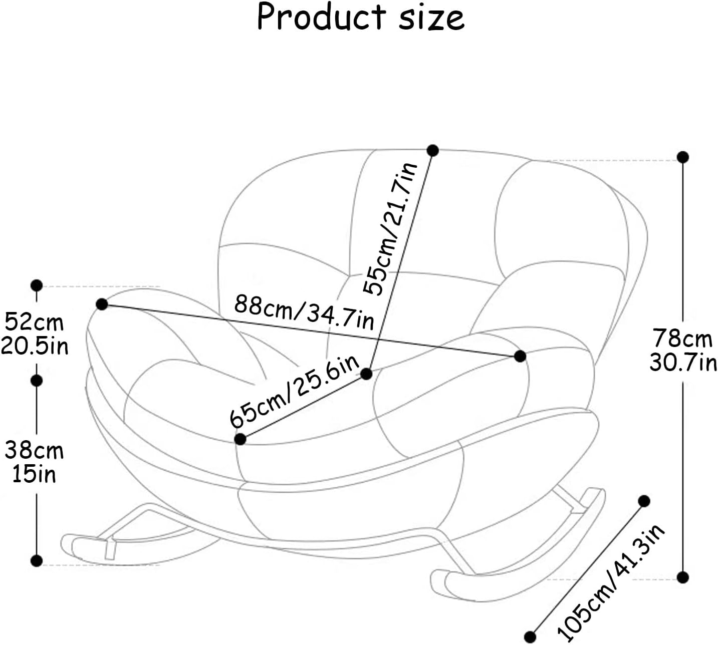 Cozy Accent Rocking Chair, Recliner Glider, Corner Reading Chair, High Backrest Padded Seat for Living Room, Bedroom, Offices