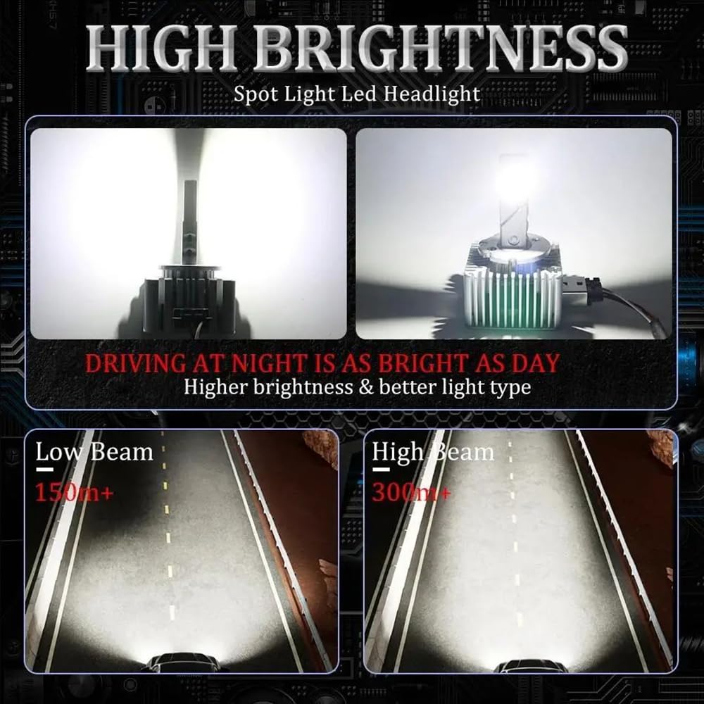 Fari a LED per auto, kit di ricambio, xeno, 12000 lm, 6000 K, 120 W, 2 pezzi, misura universale