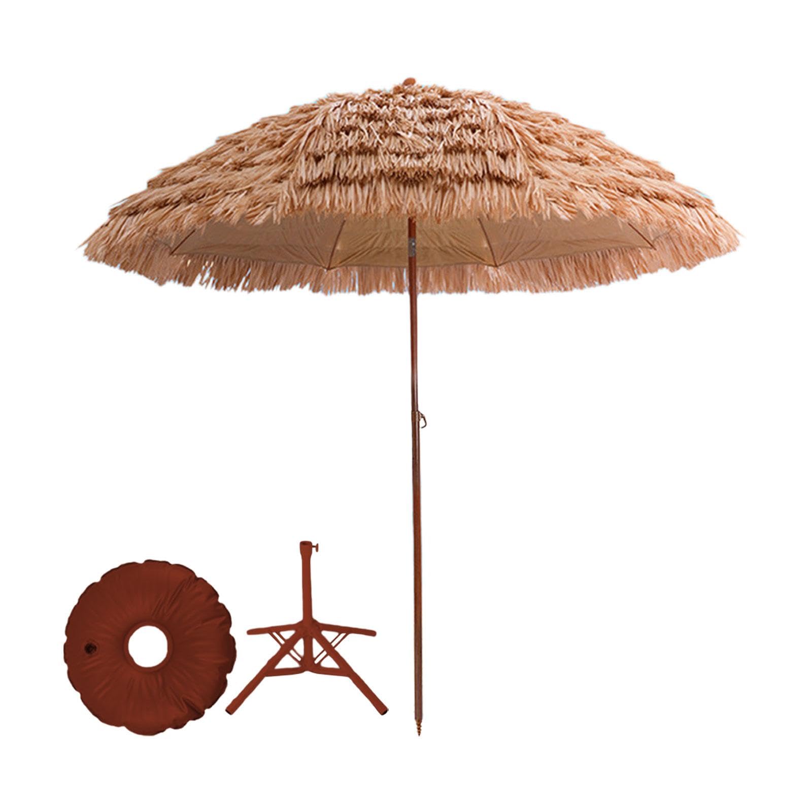 Beach Umbrella Portable Straw Sunshade Umbrella for Patio Pool Sports Events Quadruped Base-image-41